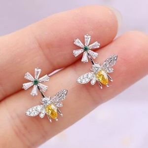 Bumble Bee Flower .925 Sterling Silver Earrings